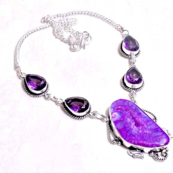 artesian Jewelry - Dragons Vein Solar Agate/Amethyst Necklace